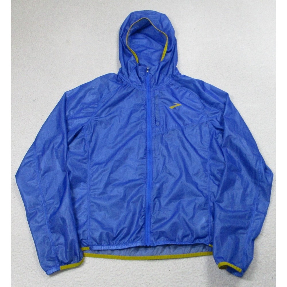 Brooks Jacket Youth Medium Blue Hooded Full Zip Lightweight‎ Running Windbreaker